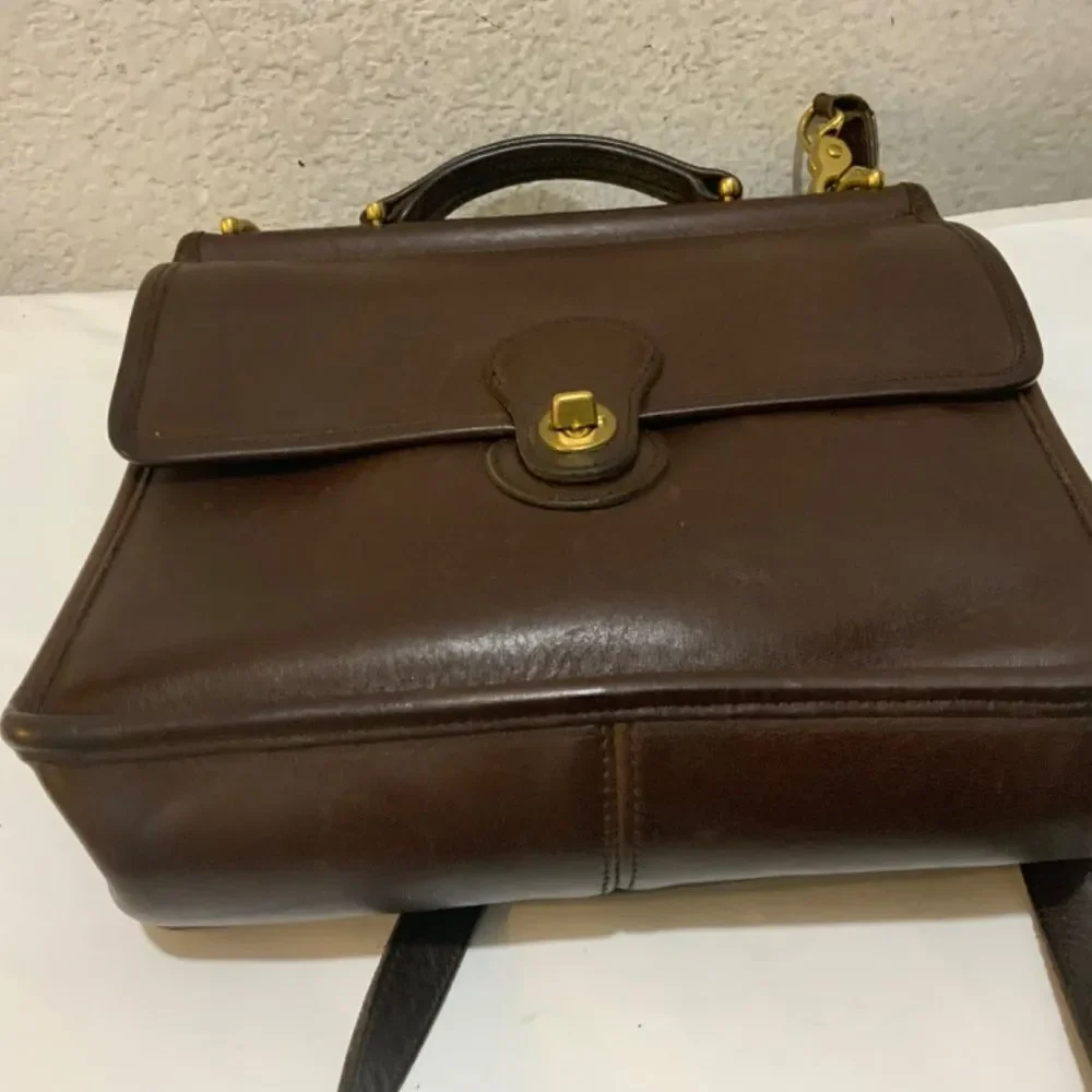 VTG COACH #9927 Willis Top Handle Satchel Leather Bag Mahogany Brown